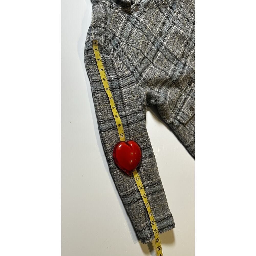 LL Bean Womens Sm Blazer Jacket Herringbone Tweed Wool Silk Snaps Elbow Patches - Picture 3 of 8